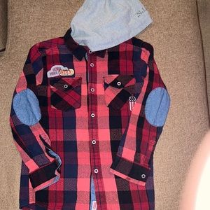 Gently worn Levi plaid hooded shirt